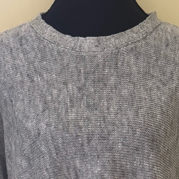 Eileen Fisher Long-sleeve High Low Linen-Blend Melange Sweater In Moon, Size XS - Picture 5 of 13